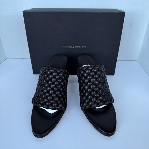 Bottega Veneta Brown Intrecciato Curve Heeled Sandals NWT - Picture 2 of 13